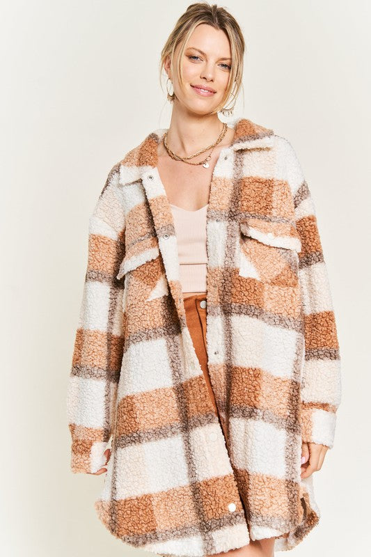 Fuzzy Plaid Teddy Jacket - Extra Sassy Size Exclusive