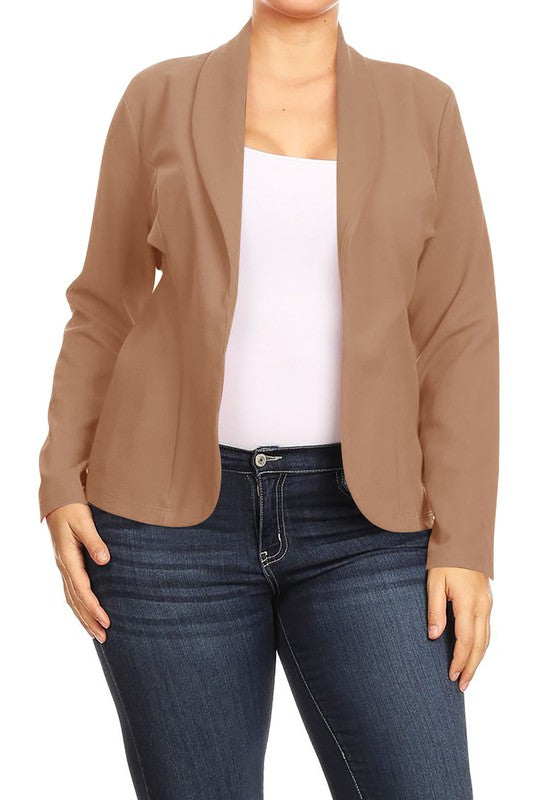 Open Front Blazer Jacket - Extra Sassy Size Exclusive