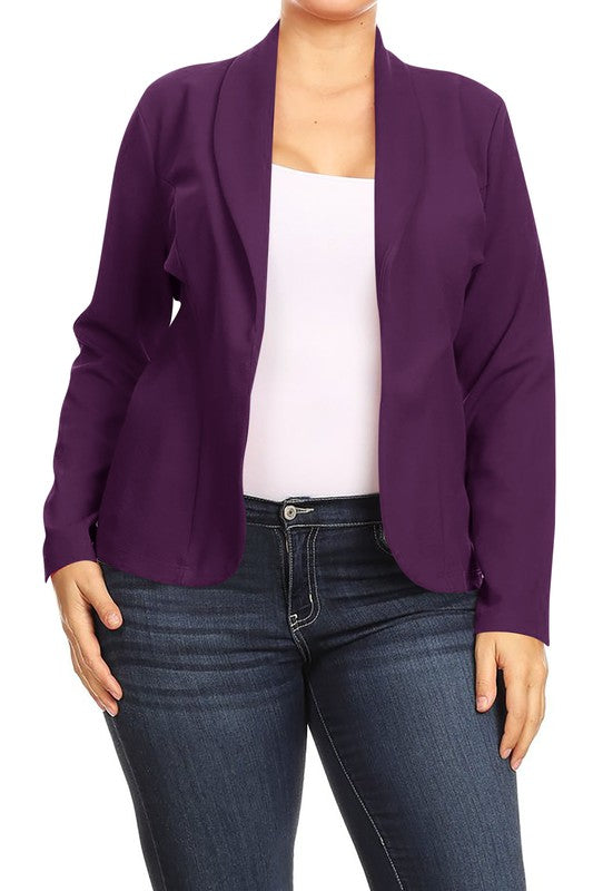 Open Front Blazer Jacket - Extra Sassy Size Exclusive