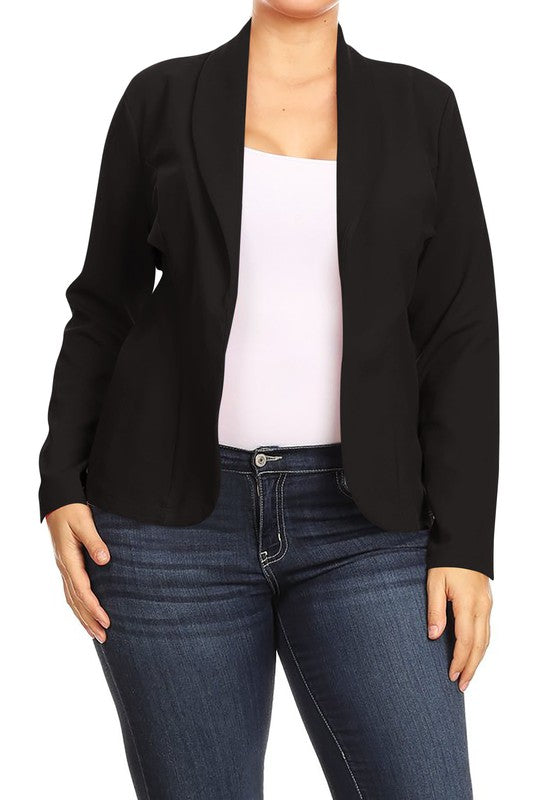 Open Front Blazer Jacket - Extra Sassy Size Exclusive