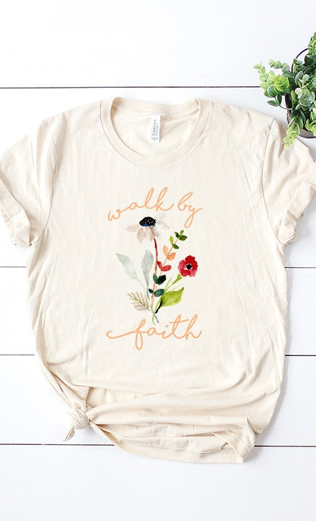 Walk by faith florals graphic tee Curvy Sized Exclusive