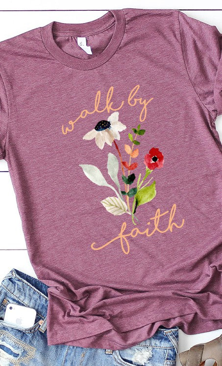 Walk by faith florals graphic tee Curvy Sized Exclusive