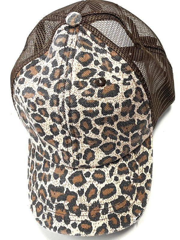 Leopard Mesh Back Trucker Hat