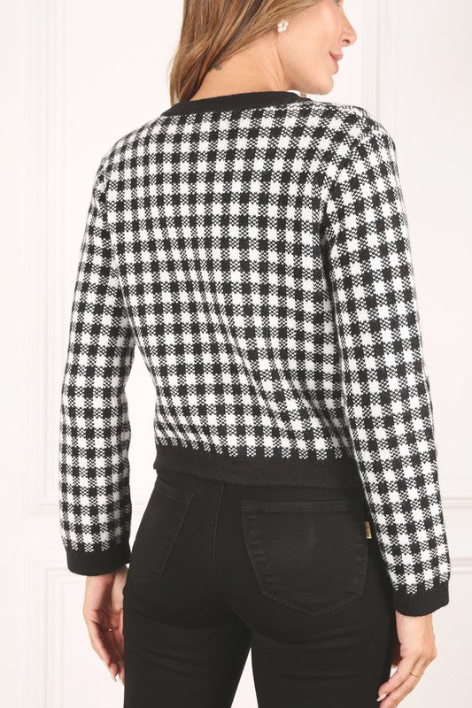 Black Check Knitted Jacket