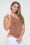 Reversible V-Neck Basic Tank Top Thong Bodysuit - Extra Sassy Size Exclusive