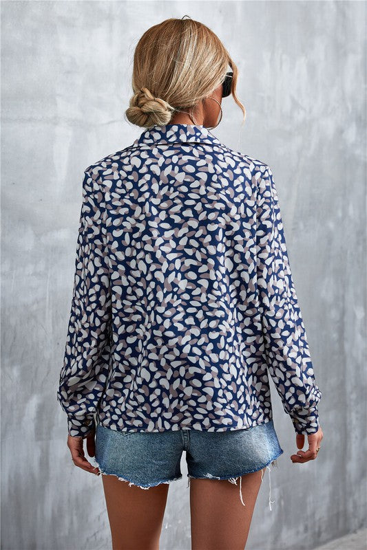 Printed Long Sleeve Button Up