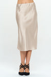 Solid Satin Midi Skirt