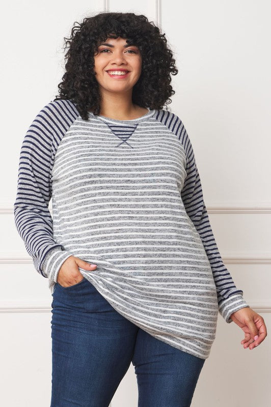 Stripe Two Tone Tunic - Extra Sassy Size Exclusive