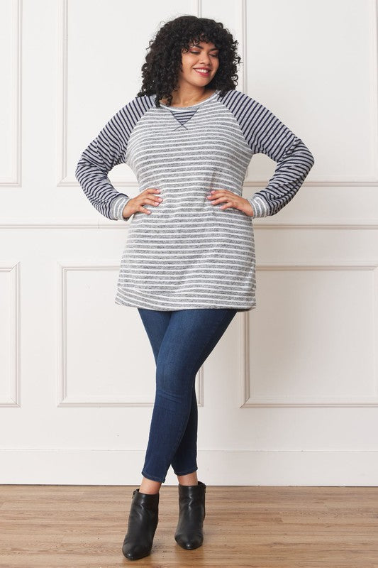 Stripe Two Tone Tunic - Extra Sassy Size Exclusive