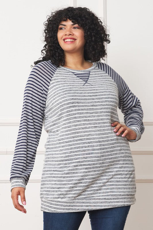 Stripe Two Tone Tunic - Extra Sassy Size Exclusive