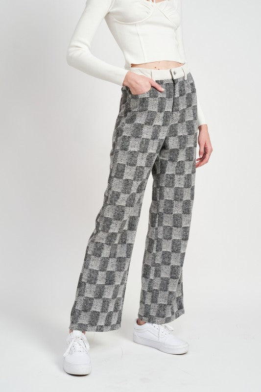 Plaid Wide Leg Pants