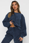 Corduroy Top and Pant  Lounge Set in Navy