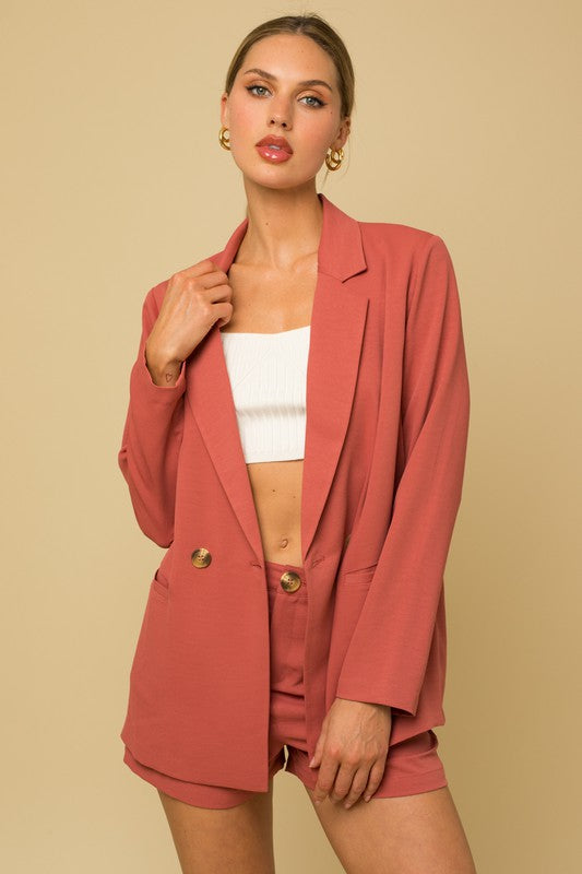 Double Breasted Fall Rusty Coral Blazer