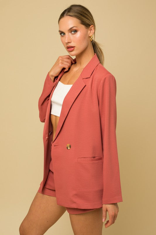 Double Breasted Fall Rusty Coral Blazer