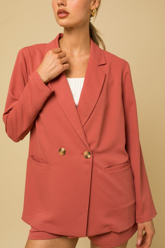 Double Breasted Fall Rusty Coral Blazer