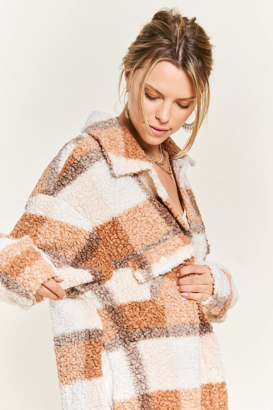 Fuzzy Plaid Teddy Jacket - Extra Sassy Size Exclusive