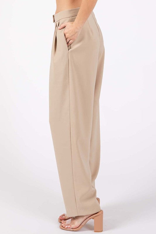 High-Waisted Loose Fit Pleated Slacks - Extra Sassy Size Exclusive