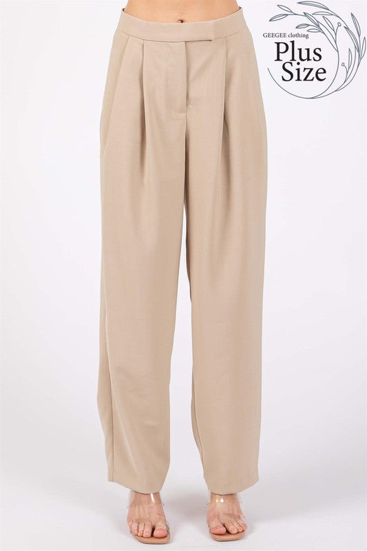 High-Waisted Loose Fit Pleated Slacks - Extra Sassy Size Exclusive