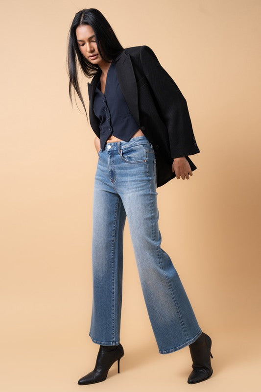 High Rise Relaxed Fit Wide Leg Trouser Jean