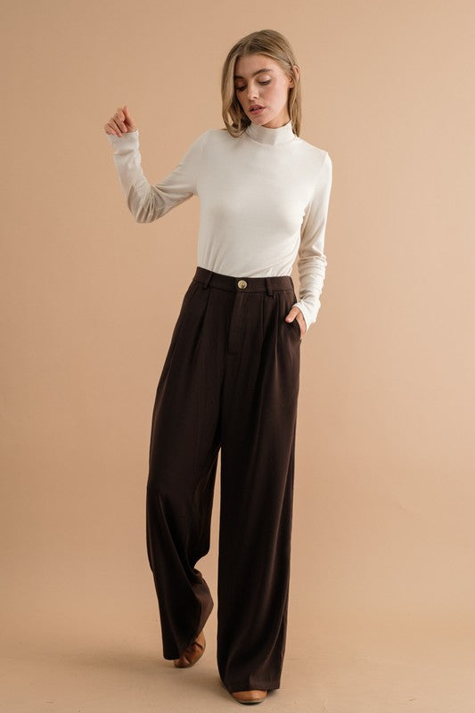 High Waist Wide Leg Trouser Pants