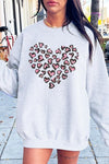 Faux Sequins Leopard Heart Graphic Sweatshirt