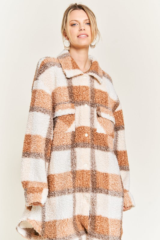 Fuzzy Plaid Teddy Jacket - Extra Sassy Size Exclusive