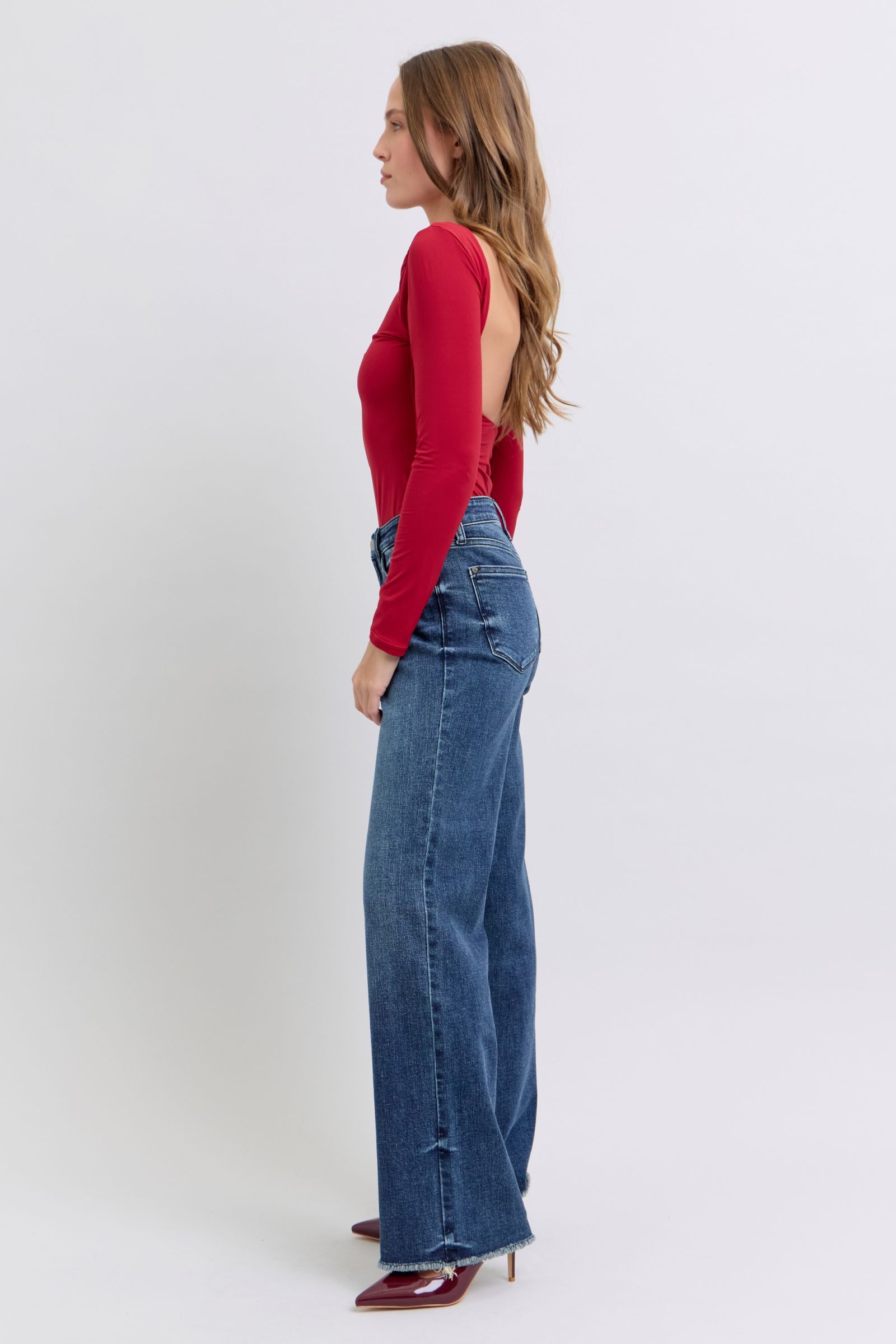 Judy Blue Trina Raw Hem Mid Rise Jeans