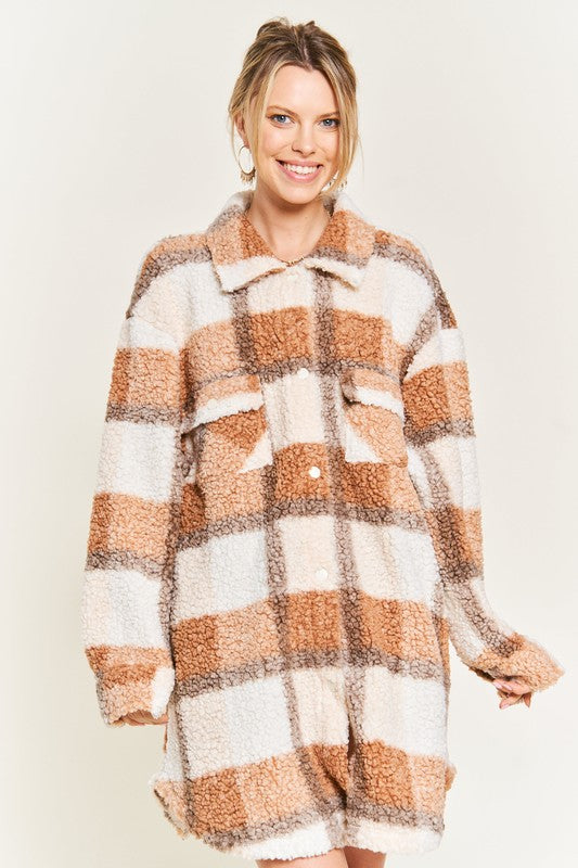 Fuzzy Plaid Teddy Jacket - Extra Sassy Size Exclusive