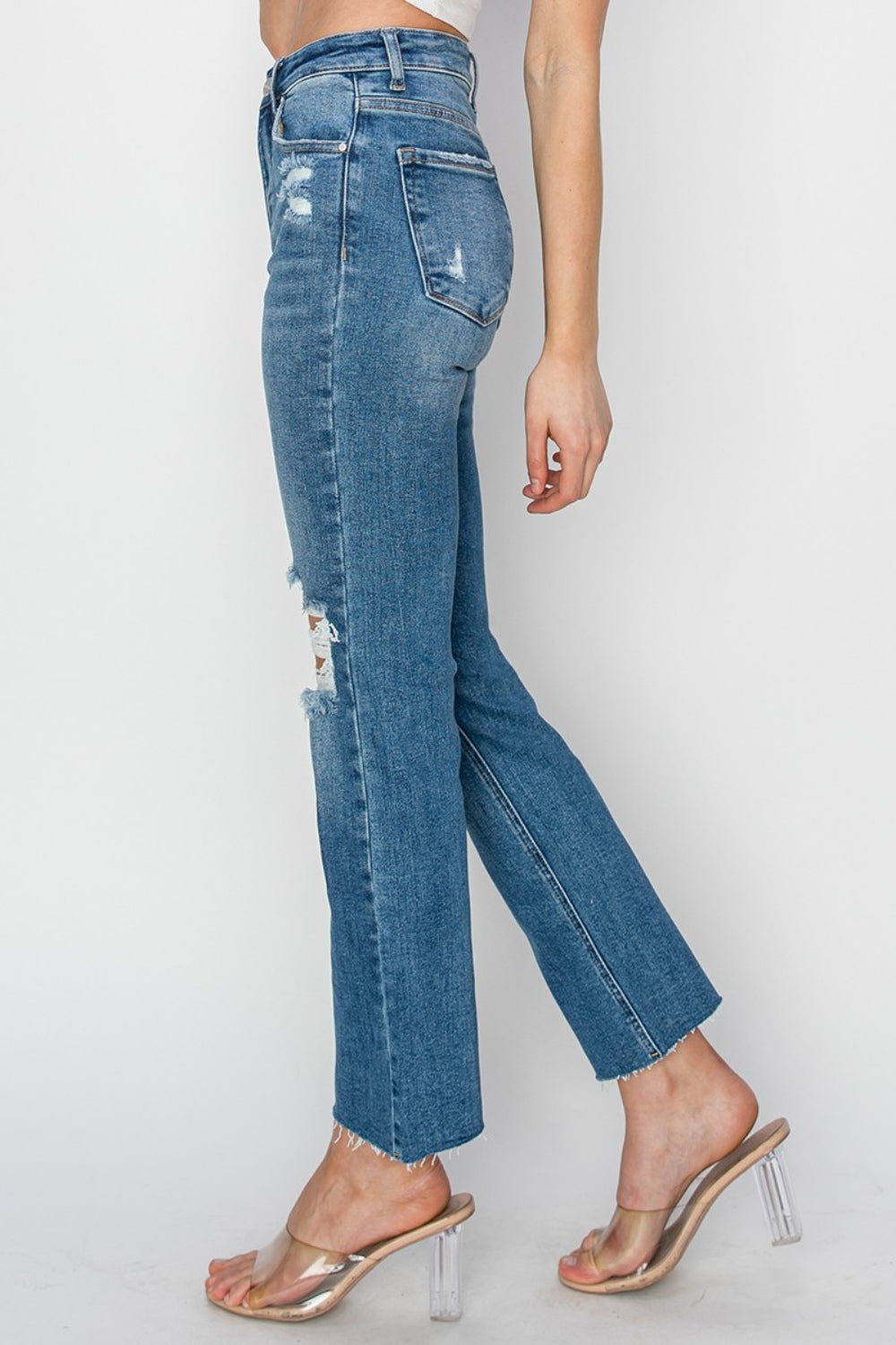 RISEN High Rise Distressed Ankle Jeans - Petite Length