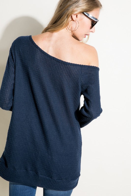 One Shoulder Waffle Top - Extra Sassy Size Exclusive