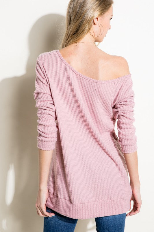 One Shoulder Waffle Top - Extra Sassy Size Exclusive