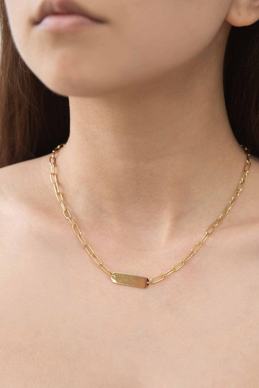 Gold Plate Oval Chain Necklace