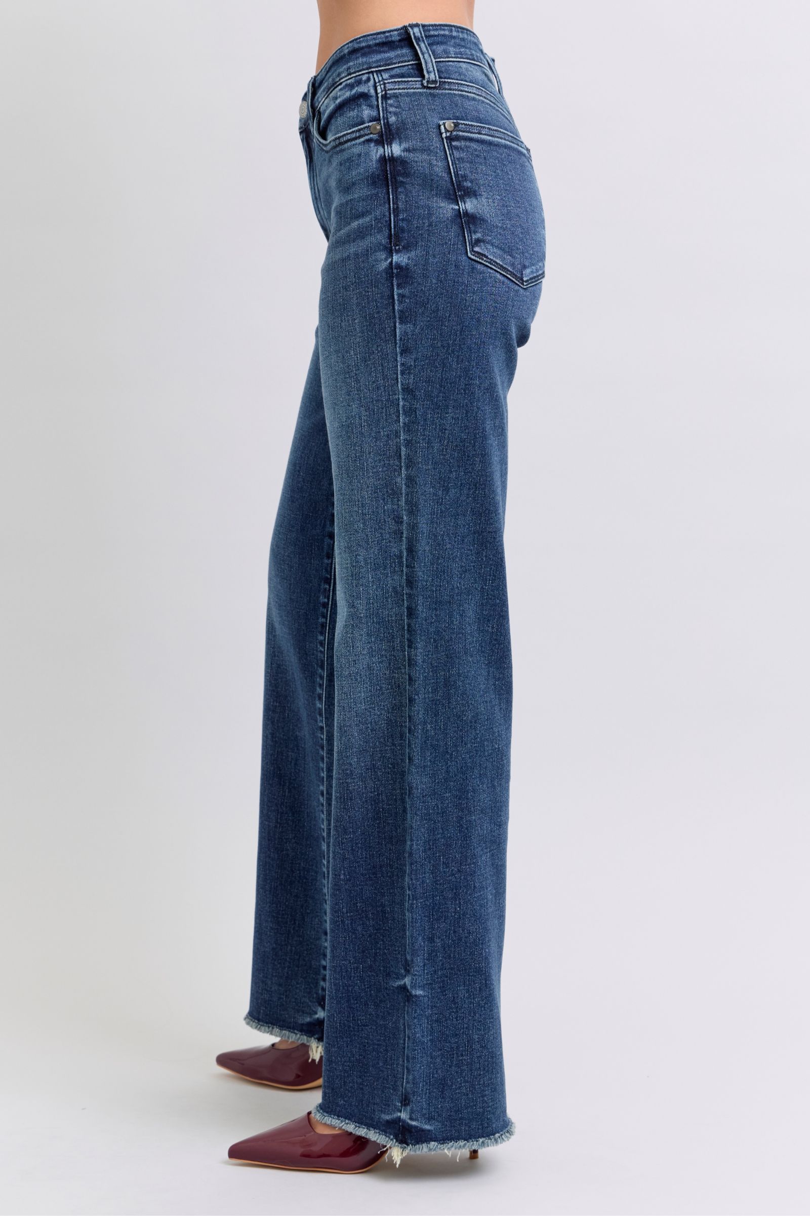 Judy Blue Trina Raw Hem Mid Rise Jeans