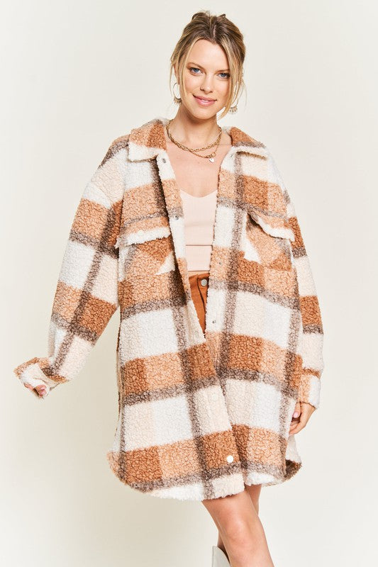 Fuzzy Plaid Teddy Jacket - Extra Sassy Size Exclusive