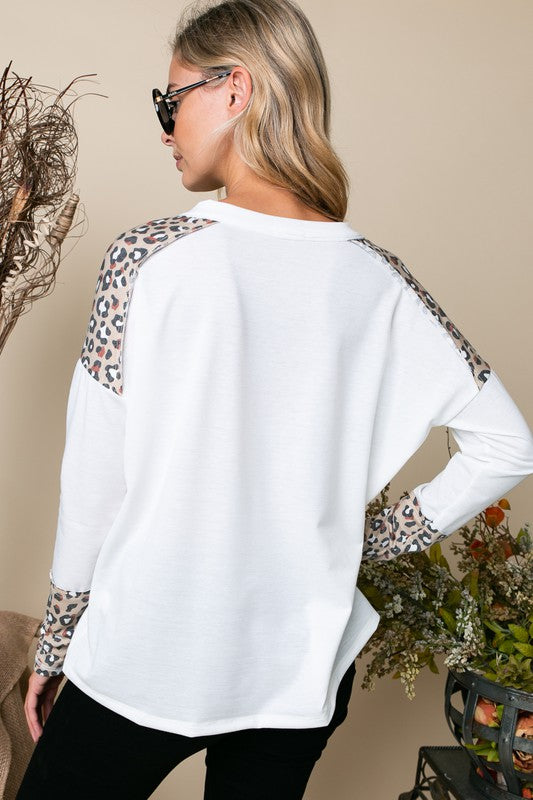 Cheetah Print Terry Mixed Casual Top - Extra Sassy Size Exclusive