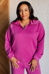 Hamptons Resort & Lounge Travel Half Zip Pullover in Magenta