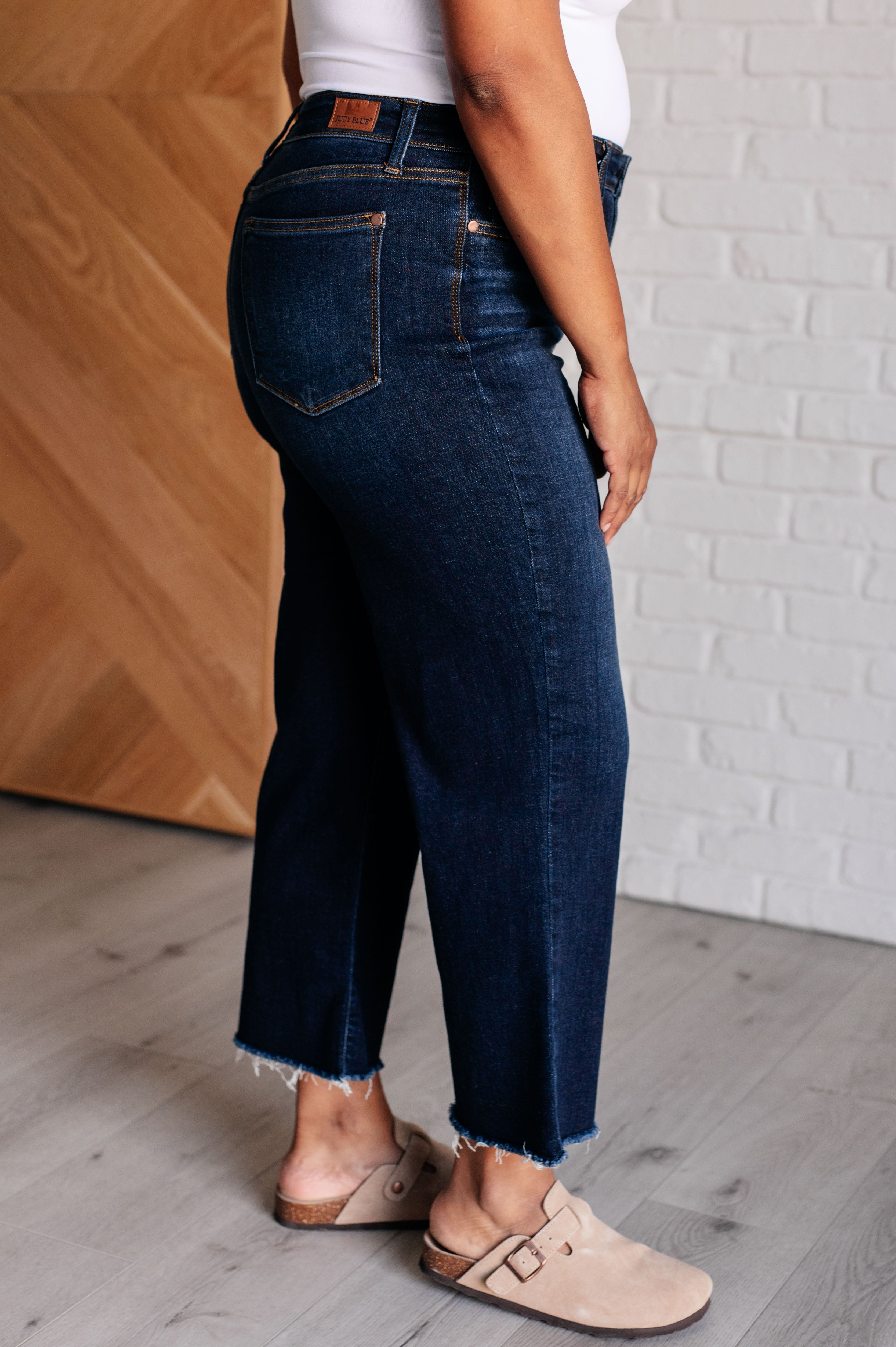 Judy Blue Madeline High Rise Cropped Wide Leg Jeans -petite length