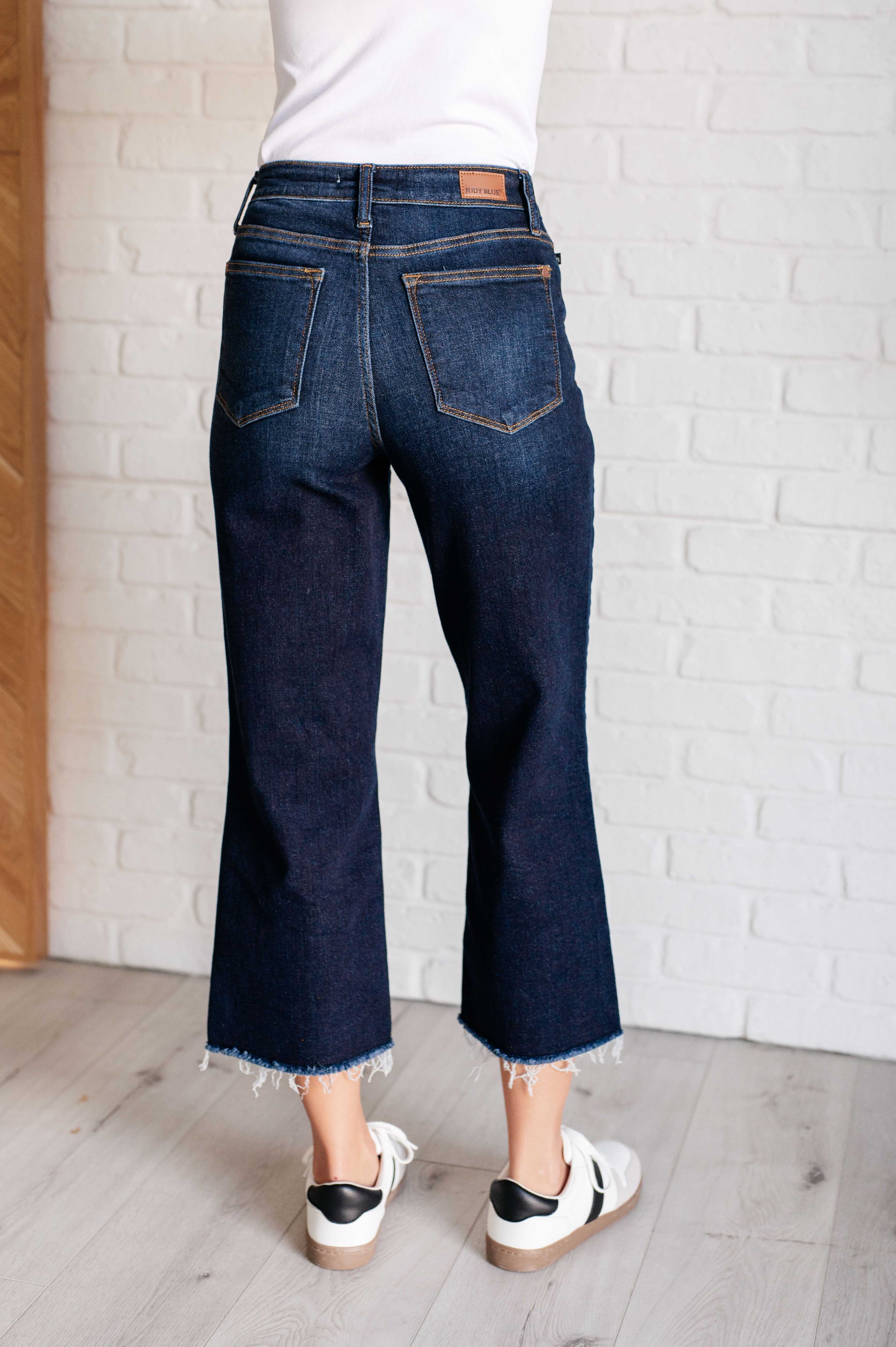 Judy Blue Madeline High Rise Cropped Wide Leg Jeans -petite length