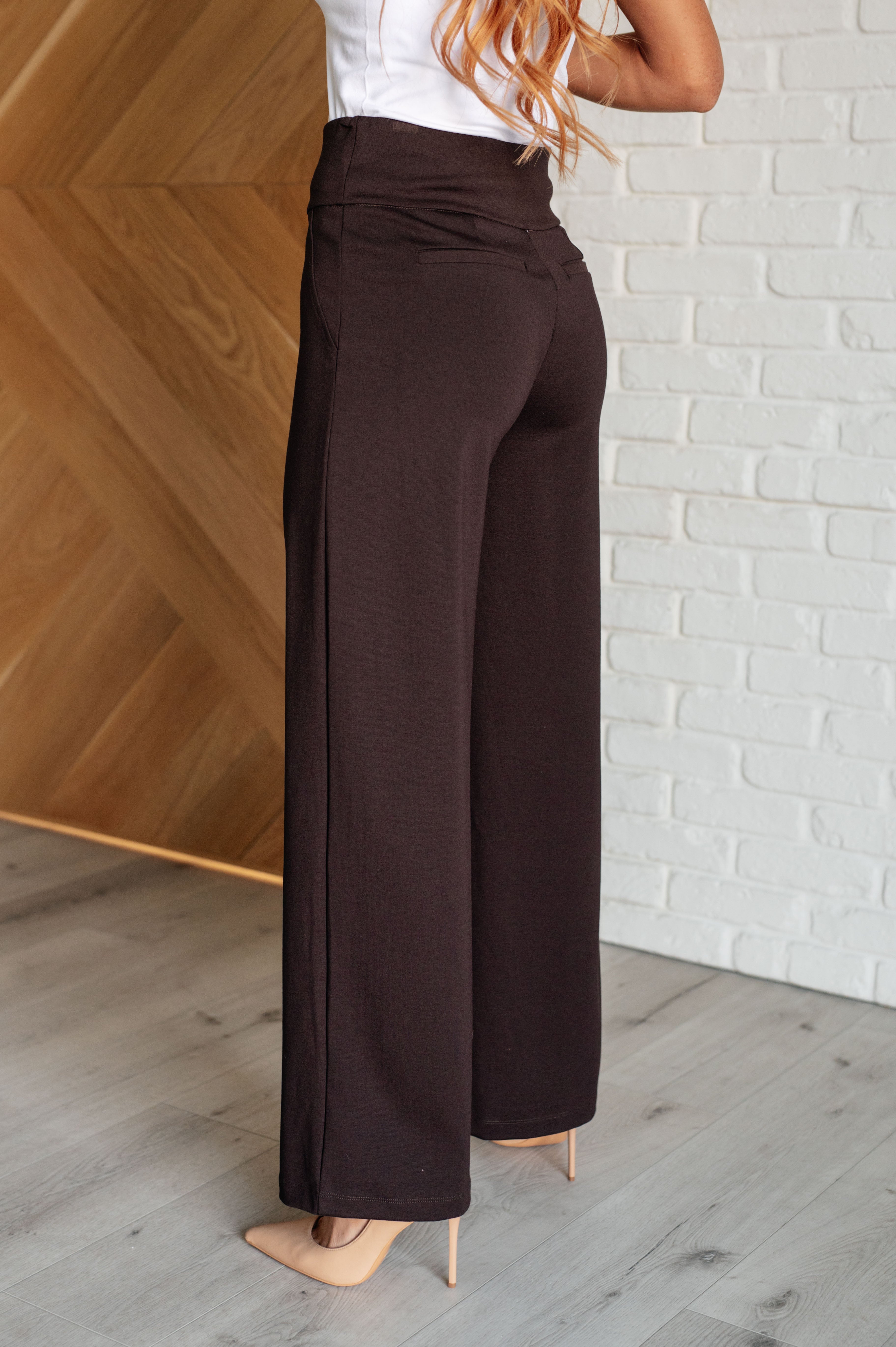 Magic Wide Leg Pants in Chocolate - 31" inseam