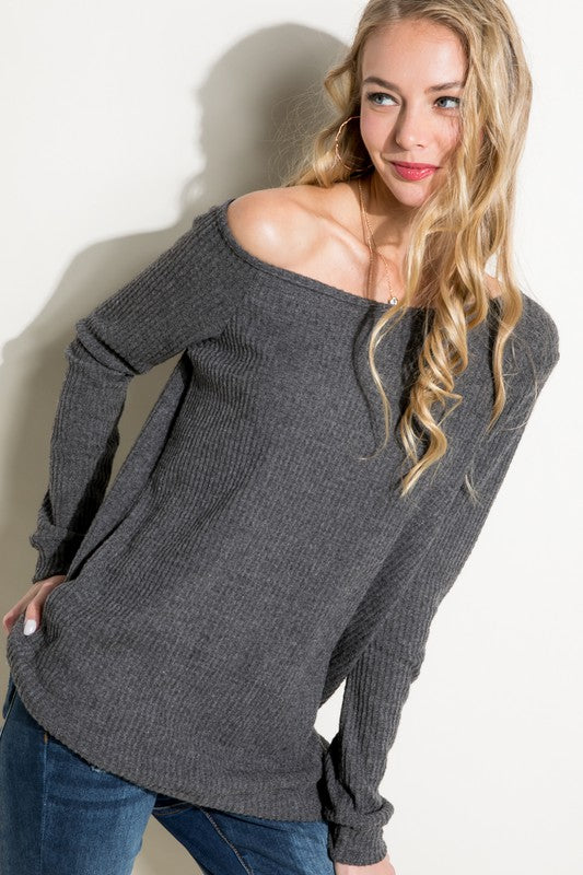 One Shoulder Waffle Top - Extra Sassy Size Exclusive