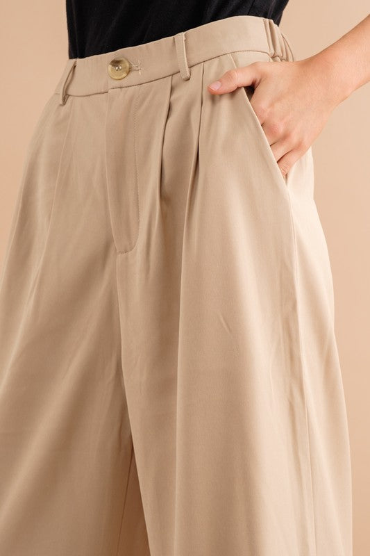 High Waist Wide Leg Trouser Pants