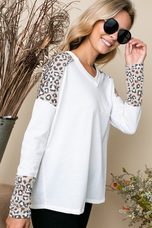 Cheetah Print Terry Mixed Casual Top - Extra Sassy Size Exclusive