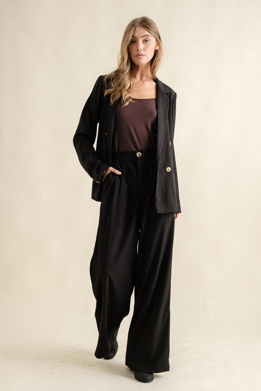 High Waist Wide Leg Trouser Pants