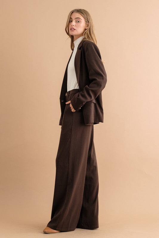 High Waist Wide Leg Trouser Pants