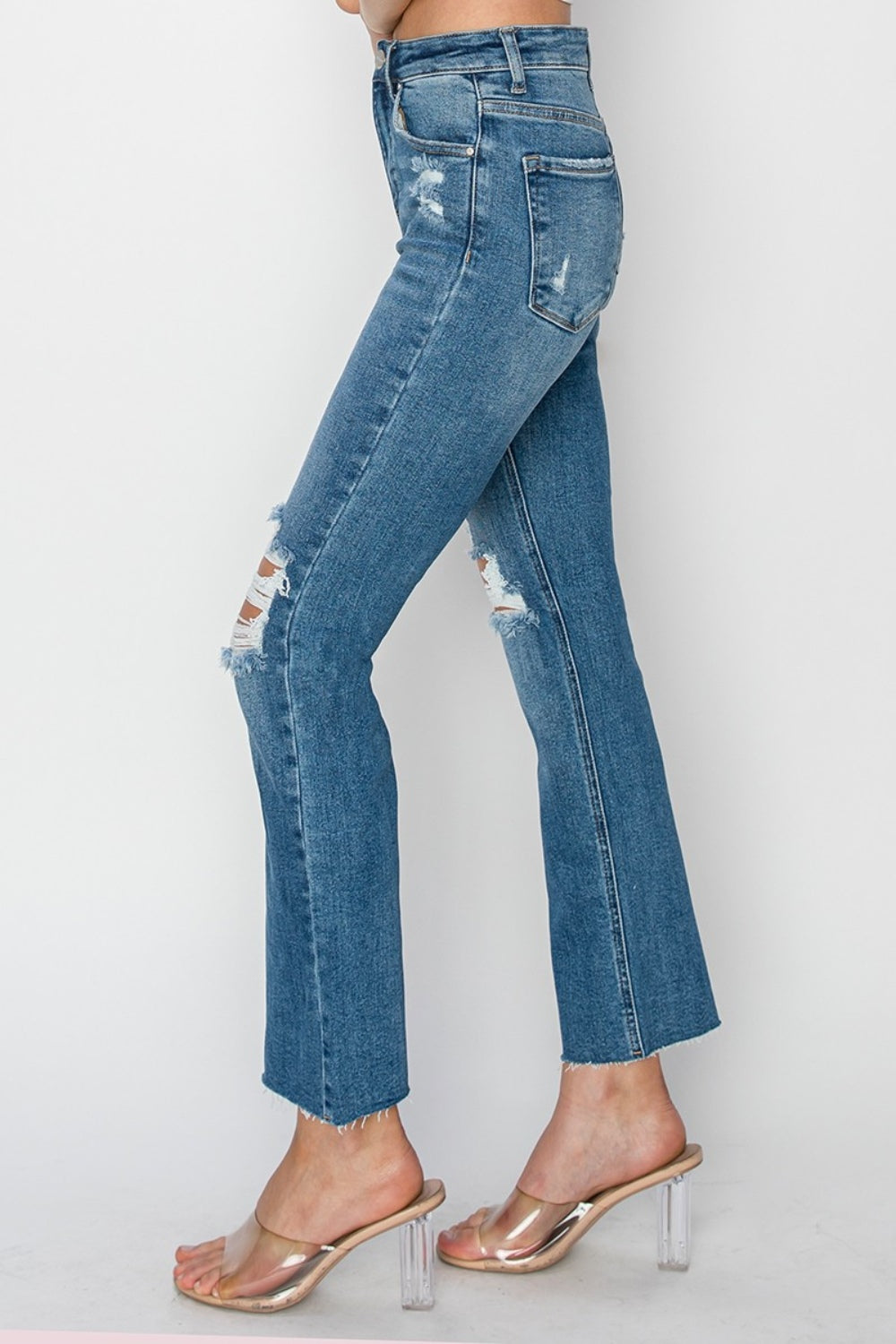 RISEN High Rise Distressed Ankle Jeans - Petite Length