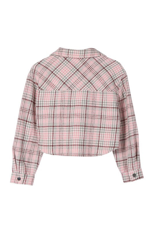 Pink Plaid Crop Jacket