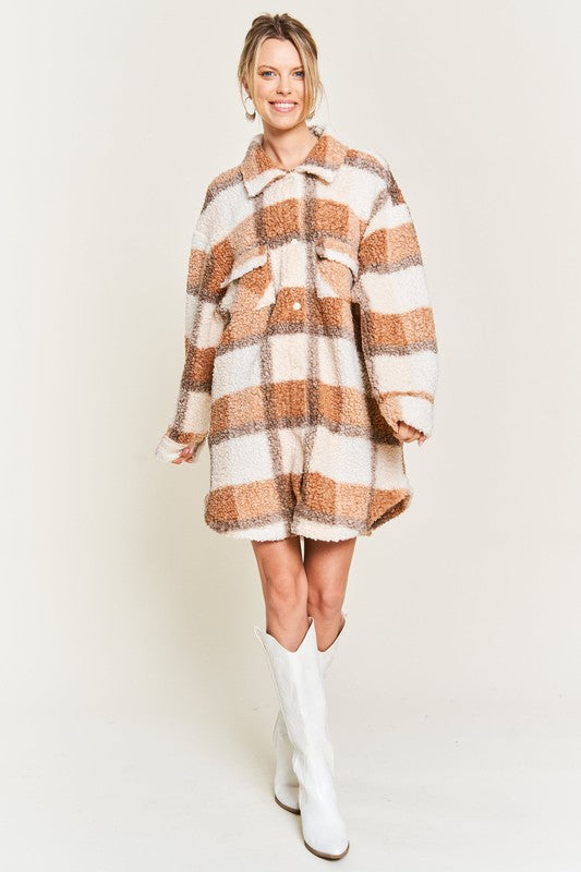 Fuzzy Plaid Teddy Jacket - Extra Sassy Size Exclusive