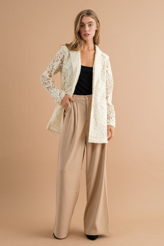 High Waist Wide Leg Trouser Pants